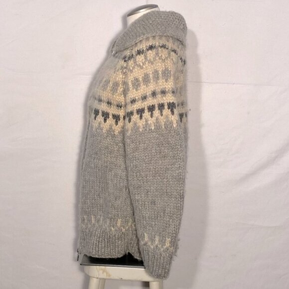 Vintage Genuine Cowichan Hand Knit Full Zip Fair Isle Wool Sweater M - Picture 13 of 16